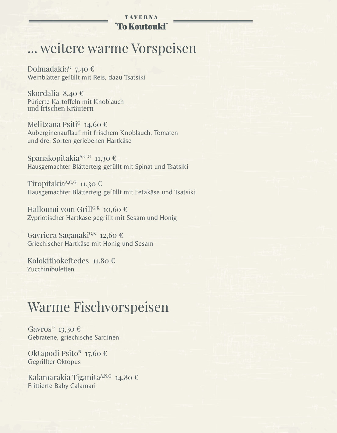 Taverna To Koutouki Berlin - Kreuzberg Speisekarte 4